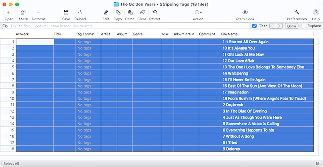 Tag Editor for Mac - ID3 tags have been stripped from selected MP3 files