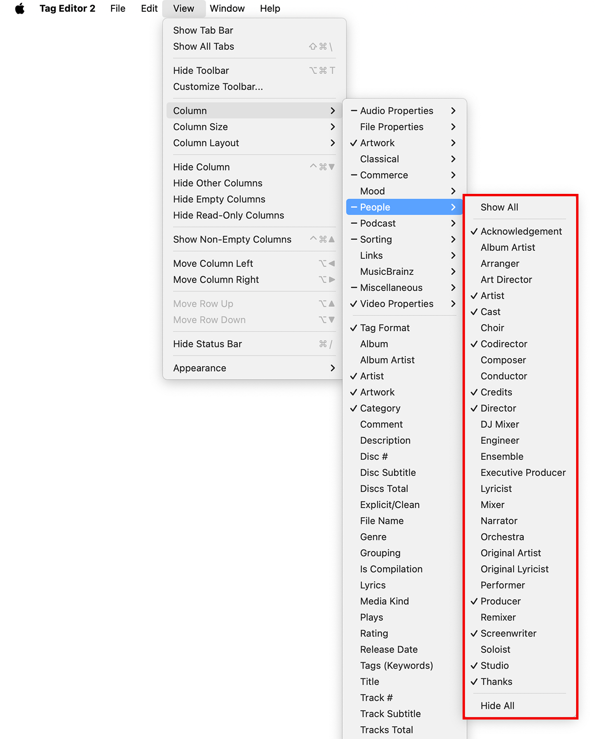 Tag Editor for Mac - People Involved Tags