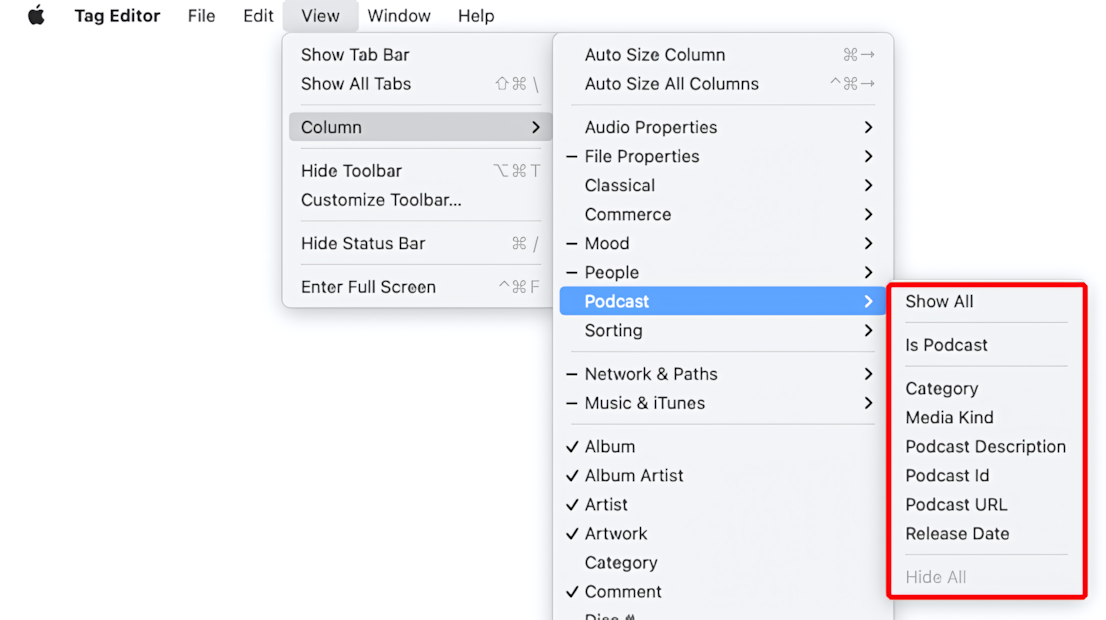 Tag Editor for Mac - Podcast Tags