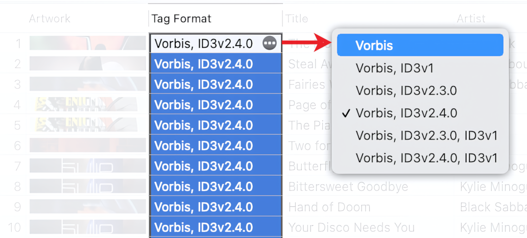 Changing the metadata format of audio files to Vorbis