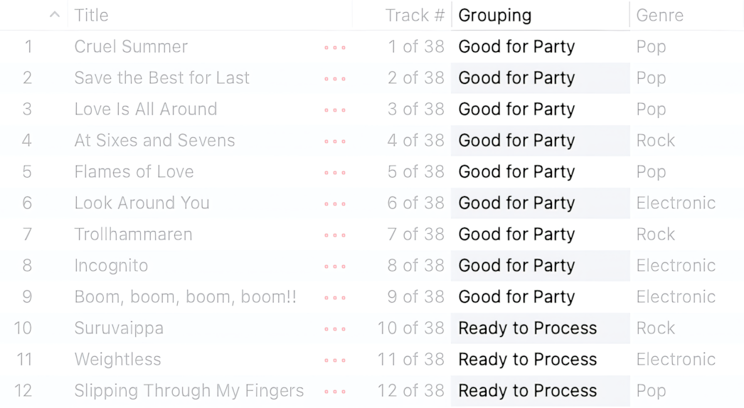Grouping column in iTunes/Music