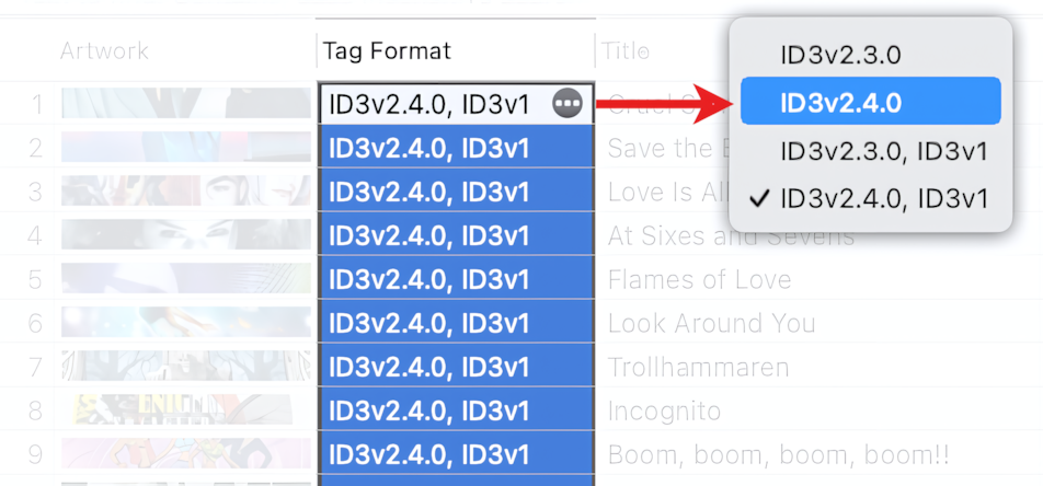 Changing the metadata format of audio files to ID3v2.4