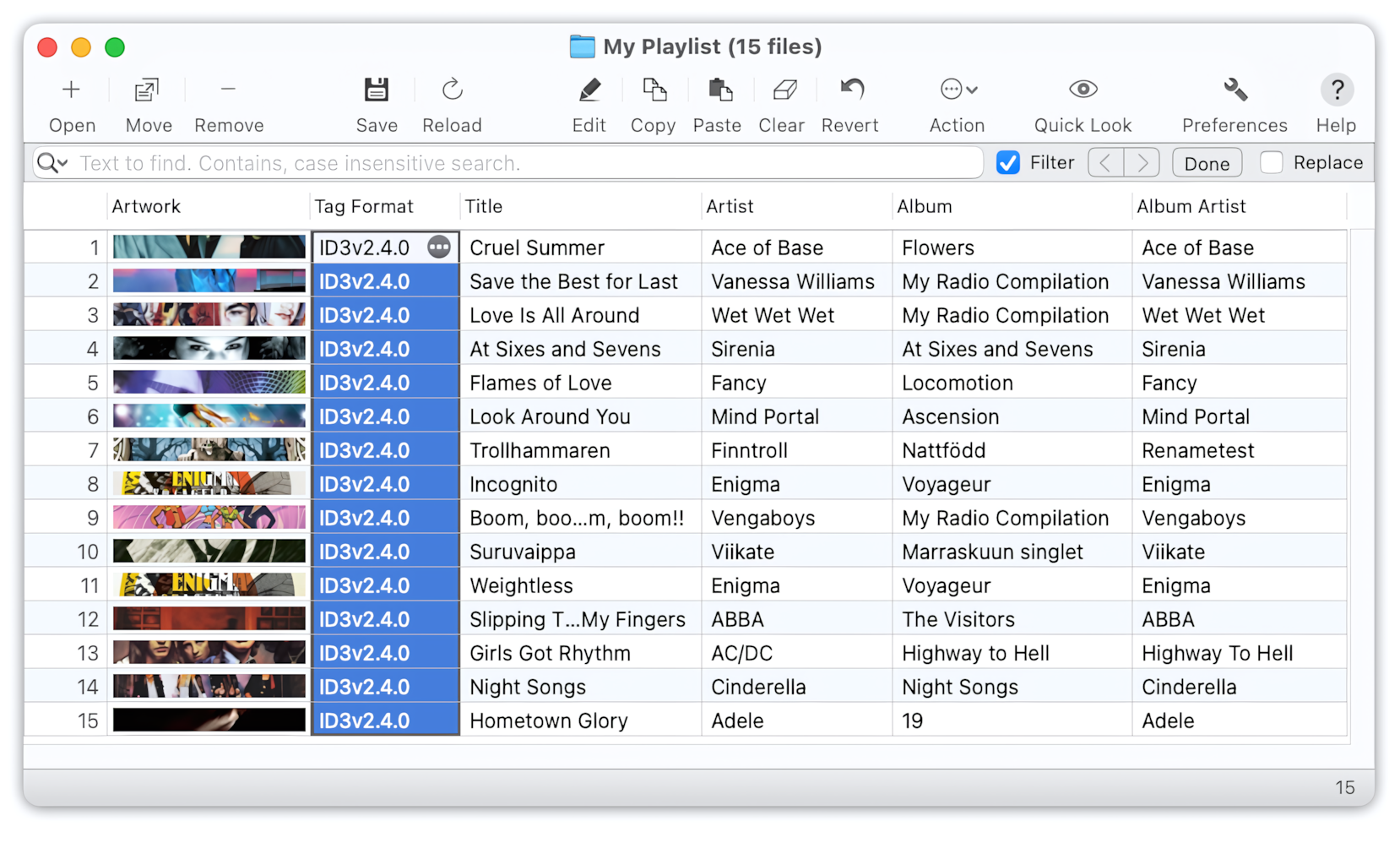 Changing the metadata format of audio files to ID3v2.4