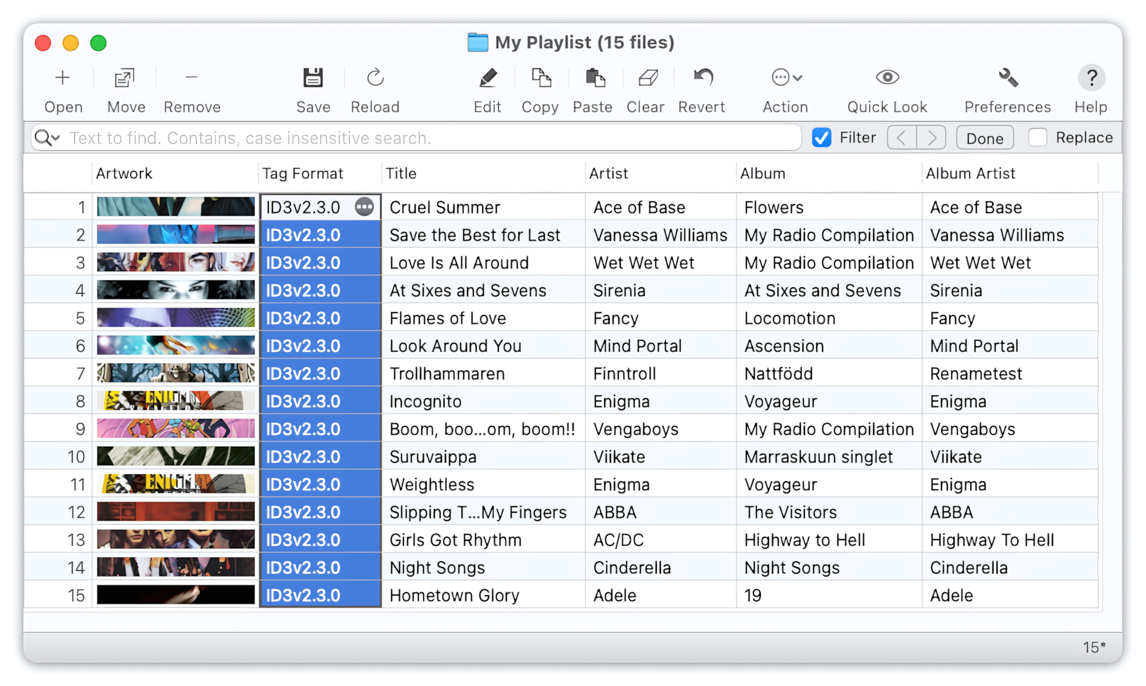 Changing the metadata format of audio files to ID3v2.3