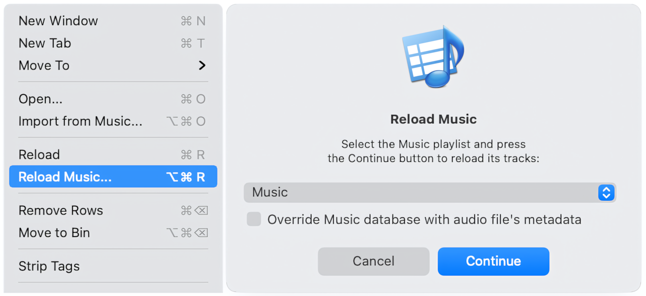 Reload Music window in Music/iTunes