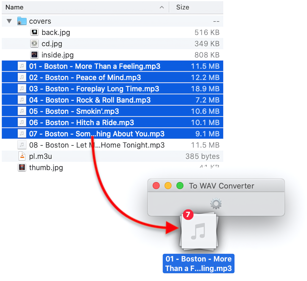 To WAV Converter for Mac OS - Dropping MP3 files