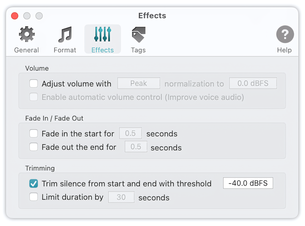 To WAV Converter for Mac - Trim silence from start and end