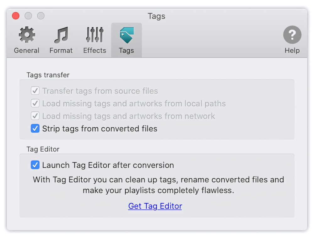 To WAV Converter for Mac OS - Strip tags from converted files.