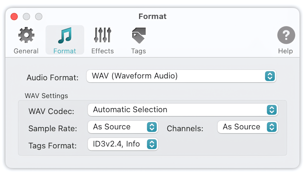 To WAV Converter for Mac OS - Automatic Settings allow to preserve the quality of source audio